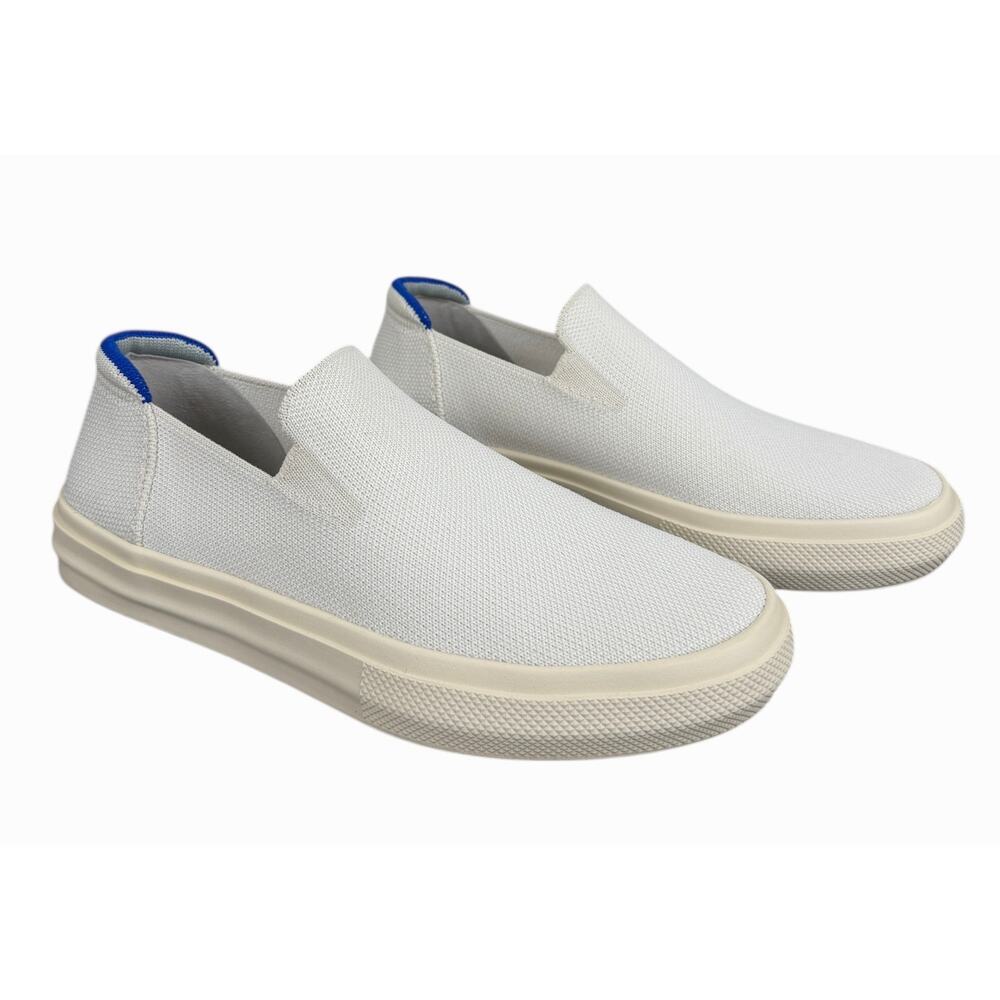 Rothy's Slip-On Sneakers in White with Blue Accent